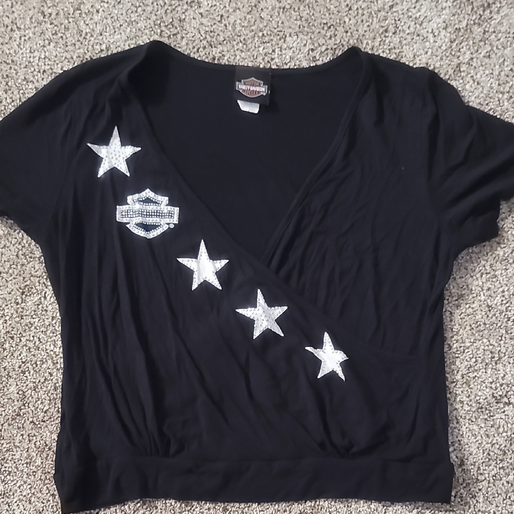 Harley-Davidson Women's Black Star Embellished Top